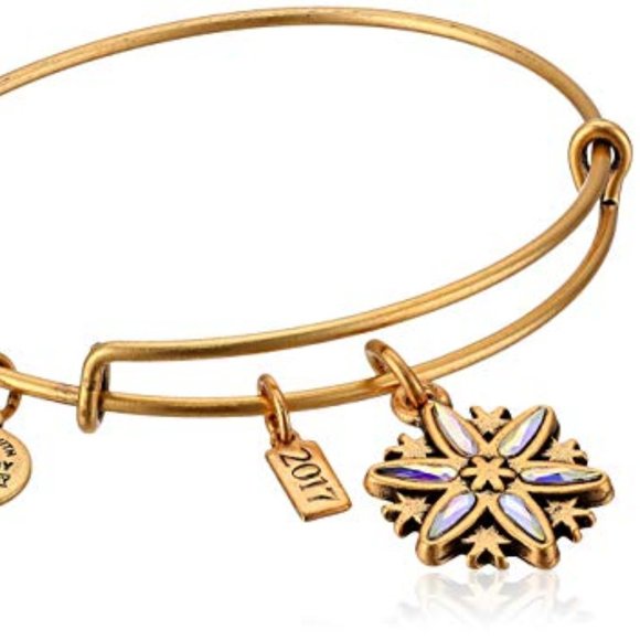 Alex and Ani Crystal Snowflake Bangle Gold 2017 - Picture 1 of 2